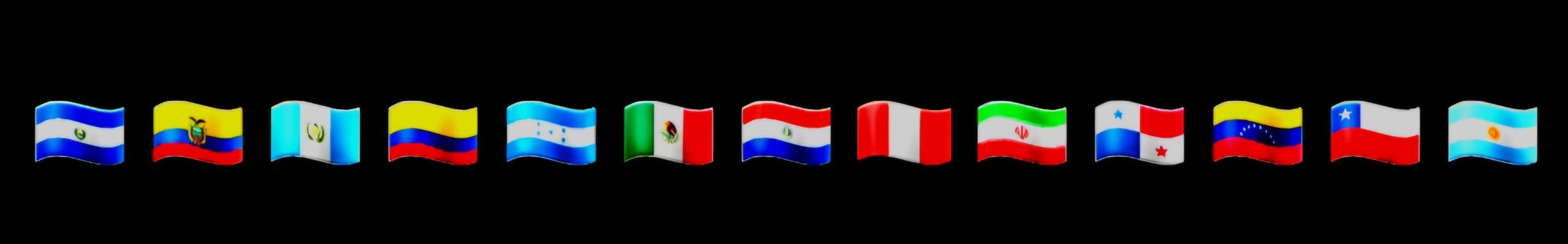 Flags of El Salvador, Equidor, Panama, Peru, Mexico, Columbia, Chile, Guatemala, Dominican Republic, Argentina