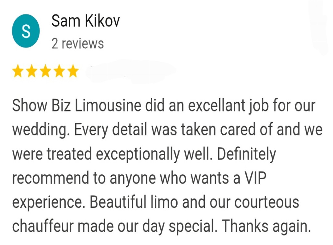Show Biz Limousine the 5 Star Google Rated Limo Service provides the #1 best, top rated and most affordable luxuriously, comfortable and reliable Limo and transportation service, day and night, to and from all of your special occasions: Prom, Wedding, Quinceañera, Sweet 16, Boda, Night Club, Casino, Concert, Sporting Event, Anniversary, Bachelor Party, Bachelorette Party, Airport Transportation, Wine Tour, Birthday Party, Long Island Limo, Limo Long Island, Limo Rental, Quinceañera Limusina, Boda Limusina, Concert Limo, Casino Limo, Night Club Limo, Free Bottle of Champagne